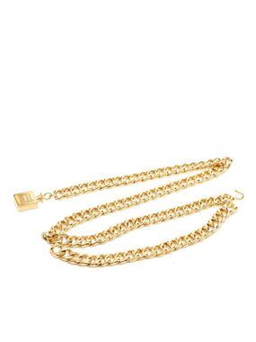 Chanel Logo Perfume Bottle Vintage Chain Belt Gold Plated